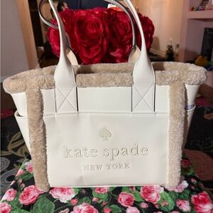 kate spade White and Tan Tote Bag